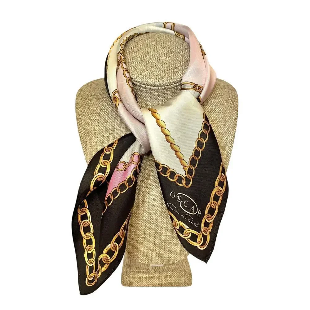 Oscar by Oscar de la Renta Silk Scarf Set: Two Vintage Square Neckerchiefs